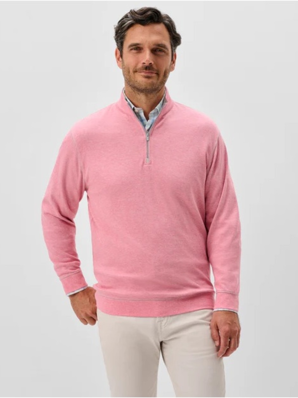 johnnie-O Men's Pink Quarter-Zip Pullover